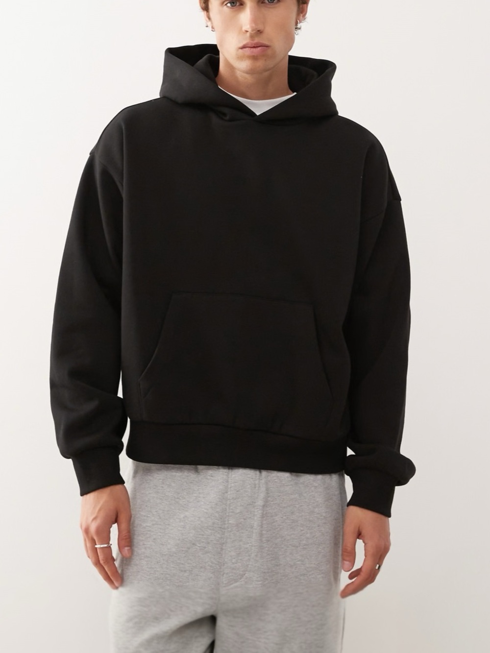 Weekday Heavyweight Hoodie Black Oversized Boxy Fit Scandi Streetwear XL NEW